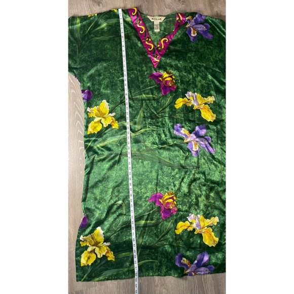 Winlar Green Tropical Floral V Neck Flowing Floor Length Kaftan One Size - Picture 9 of 10